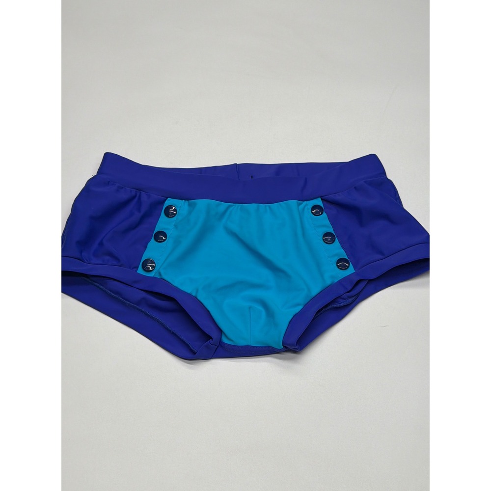 Modus Vivendi‎ Mens Swim Shorts Blue Turquoise Sailor Button Detail Size XL